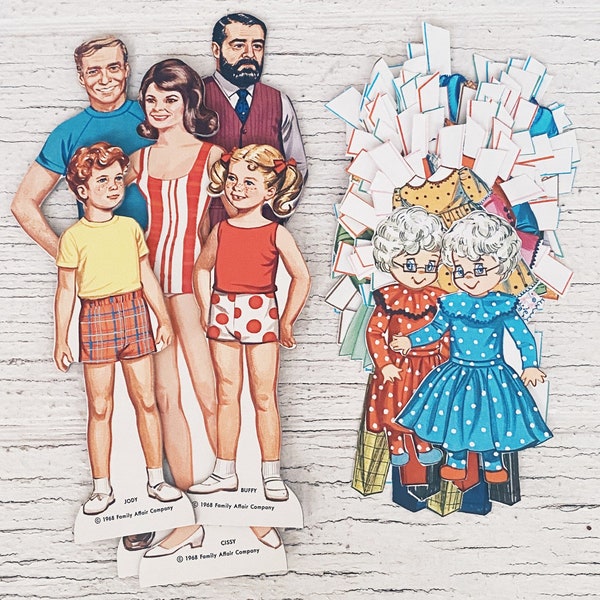 Vintage Family Affair 1968 paper dolls fashion, original vintage paper, paper doll, retro, scrapbook Vintage Whitman paper dolls, Jody Buffy