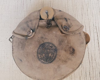 Cantimplora y bolsa vintage, bolsa isotérmica, cantimplora de Boy Scout, cantimplora de metal, cantimplora preparada, bolsa de lona, artículo de colección de Boy Scout, década de 1960 T1