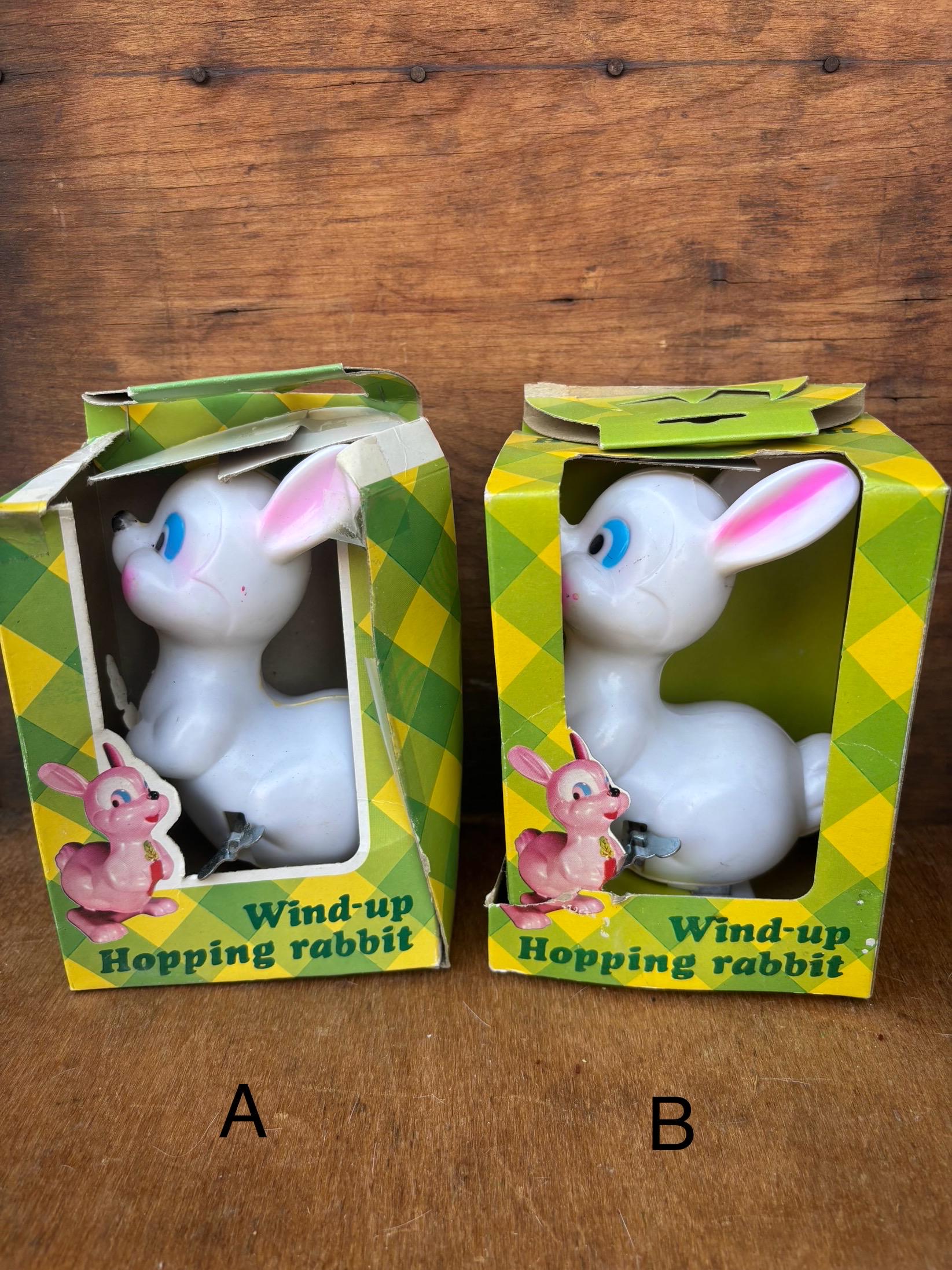 Vintage Wind up Toy Bunny White (1), Wind up Hopping Rabbit Easter