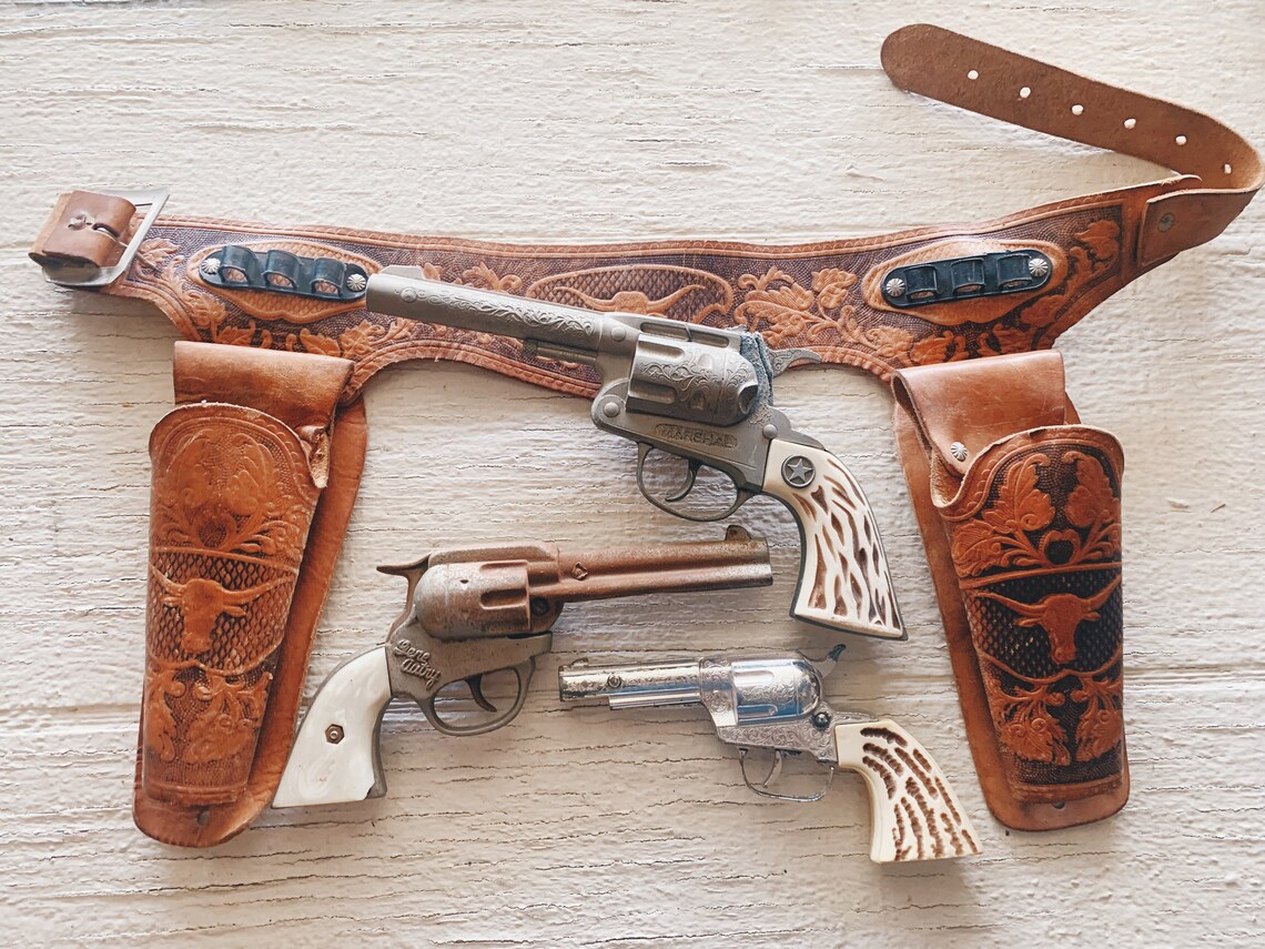 Vintage kids toy Gun belt holsters and Guns gene autry Etsy