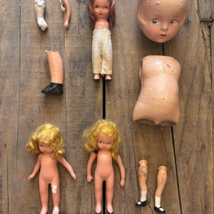 Vintage Composition Doll parts, doll leg, Doll head, bisque, dory, French choc, Bisque,  composition dolls, vintage dolls, vintage bisque