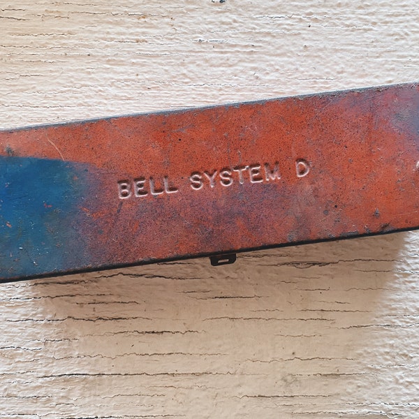 Vintage Bell System metal red box, metal tin, Bright red metal box, bell system d metal box, vintage metal box, tool box, metal tool bin