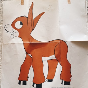 Vintage Pin the tail on the donkey, donkey party, copy-write Walt Disney Productions, donkey papers, vintage party game, donkey poster