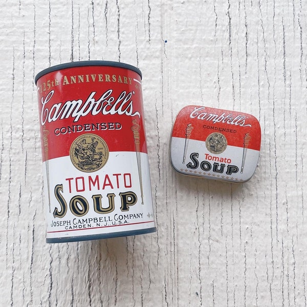 Vintage Campbells soup tin, vintage coin bank, Campbell’s condensed soup. 125th anniversary, tomato soup, coin can, tin container, box