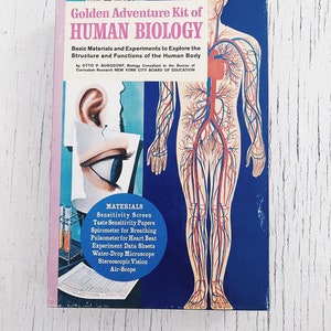 Vintage Golden Adventure Kit von Human Biology goldenes Abenteuer Wissenschaftskit, Wissenschaftskit, Vintage Wissenschaft liefert den menschlichen Körper, Reagenzglas
