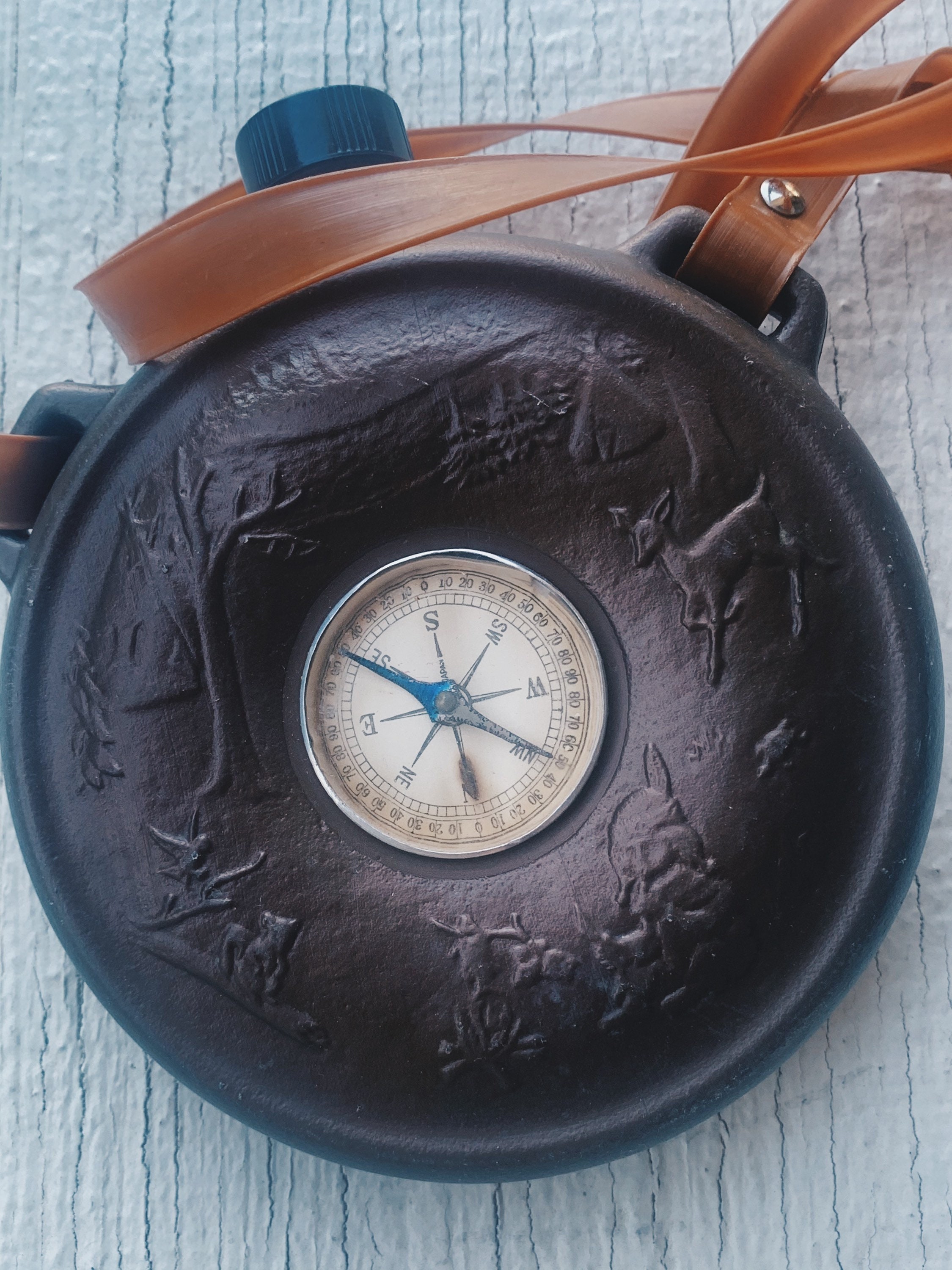 Vintage Toy Canteen With Compass and Forest Scene. Deer Etsy UK