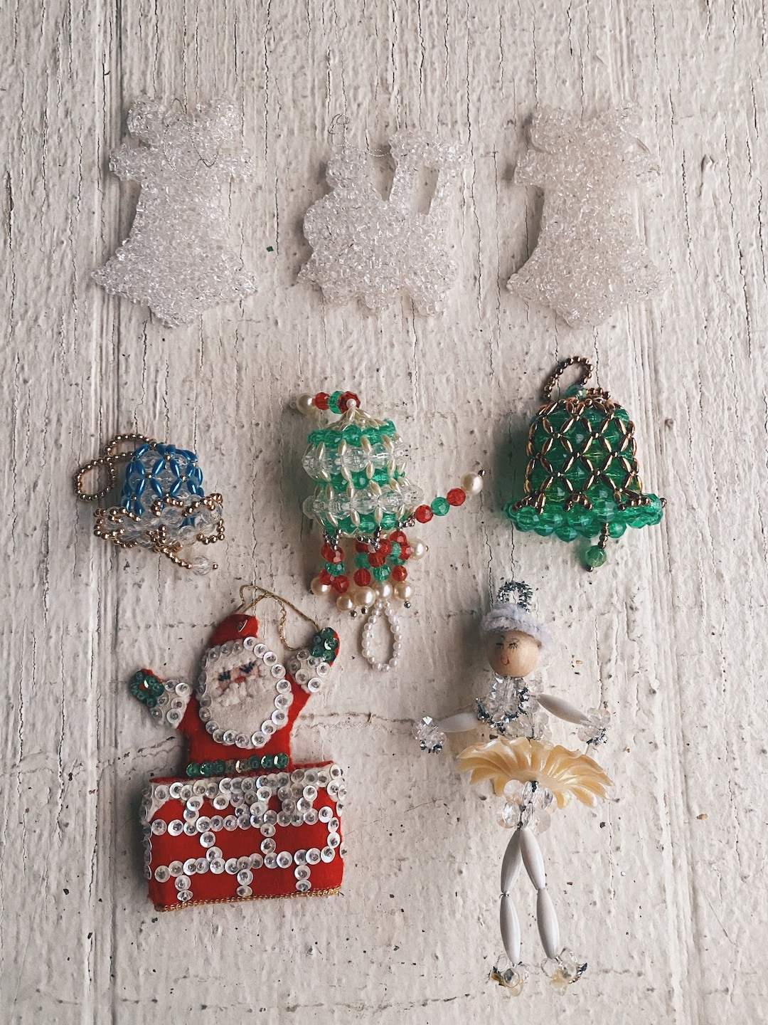 Vintage Handmade Beaded Christmas Ornaments Christmas Decor Etsy