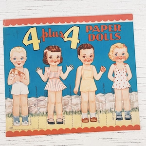 Vintage 4 plus 4 Cut Out paper dolls vintage paper doll, 1948 Saalfield paper dolls cut out dolls fashion dolls paper dolls, 1523 book