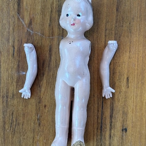 Vintage Antique Doll parts, composition bisque original baby and body French choc, Bisque, dory, vintage dolls, vintage bisque project