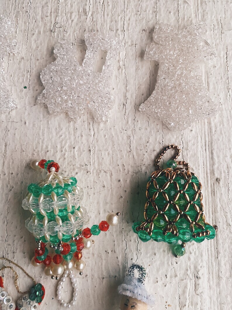 Vintage Handmade Beaded Christmas Ornaments Christmas Decor Etsy