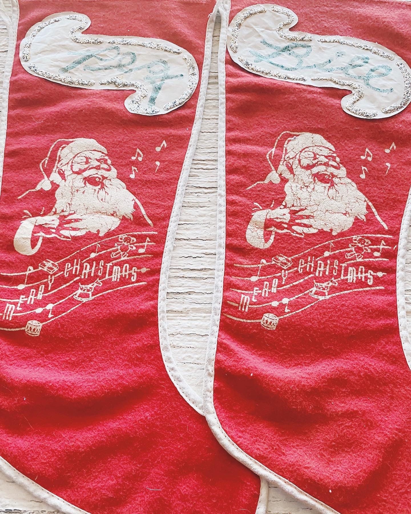 Vintage 50s Christmas Stockings Felt Vintage Christmas Decor Vintage 50s Christmas Stockings Felt Vintage Christmas Decor