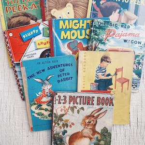 Vintage Children’s books platt and munk, bonnie book, Whitman, Peter rabbit, big red pajama wagon fluffy tuffy gruffy Mighty Mouse