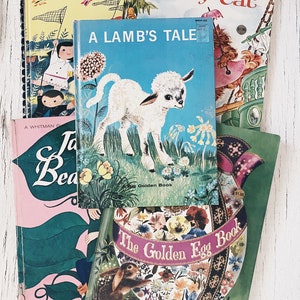 Vintage Childrens Books- A big golden book little verses, the owl and the pussycat, a lambs tale the golden egg book Jack and the beanstalk