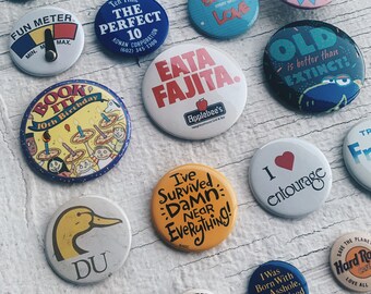 Vintage Pins, Pin Back Buttons, Memorabilia, Collectible Pins, Old Pins,  Souvenir Pins, Senior Day, Love, Hooters, Pride, Applebees, Cocos 