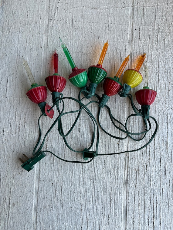 Vintage Noma Light Christmas Light Strand With Clips Seven Sockets