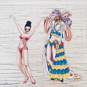 Vintage Show Dancer Doll paper dolls fashion, original vintage paper, paper doll, retro, scrapbook Vintage performer dancer paper dolls,