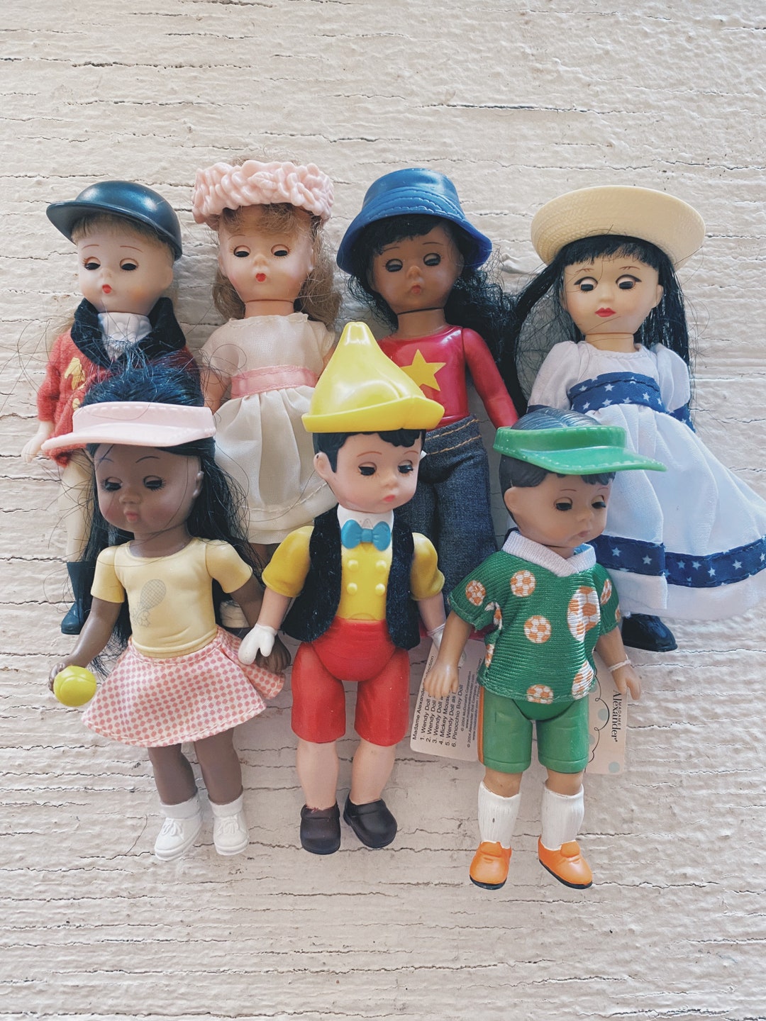 Vintage Madame Alexander Collection Dolls, Mcdonald’s Toys Tin Man, Wizard  of Oz, Duck, Blue Fairy, Leopard, Ring Carrier, Minnie Mouse,