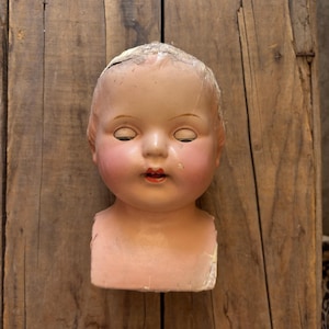 Vintage Large Doll head, composition bisque original baby, Bisque, dory, vintage dolls, vintage bisque head baby doll