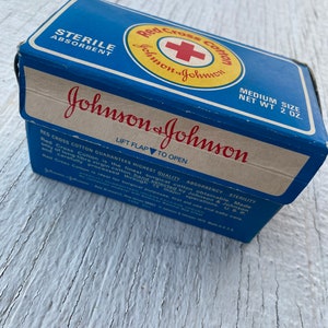Vintage Red Cross Cotton- Johnson and Johnson sterile absorbent medium size m Red Cross medical supplies vintage medical 1970