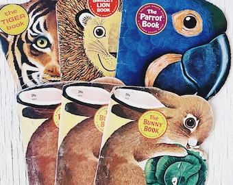 Vintage Golden Shape book Children’s Books The smiley lion book the bunny book the parrot book the tiger book 1960s golden book MB1