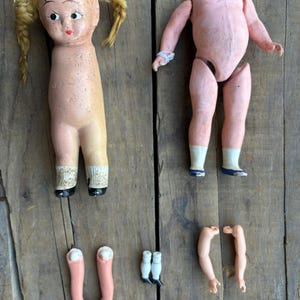 Vintage Composition Doll parts, doll leg, Doll head, bisque, dory, French choc, Bisque,  composition dolls, vintage dolls, vintage bisque