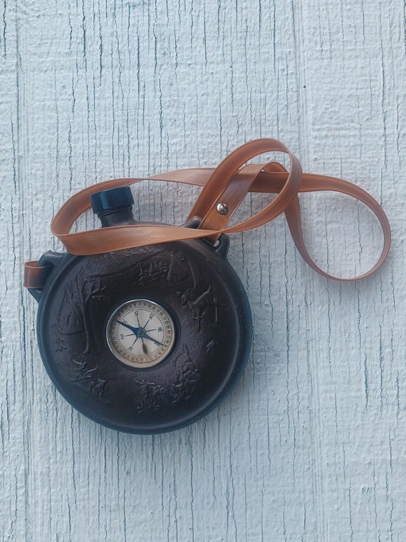 Vintage Toy Canteen With Compass and Forest Scene. Deer Etsy UK