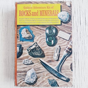 Vintage Golden Adventure Kit Steine und Mineralien 1955, 1955 goldener Adventure Science Kit, Vintage Gesteinsproben