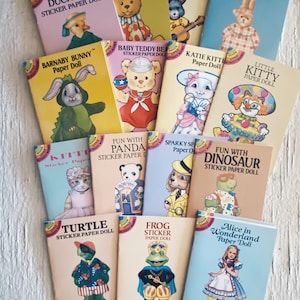 Vintage Dover little activity book, cut Out paper dolls vintage  paper dolls, Alice in wonderland, duckling, teddy bear, bunny, kitty, panda