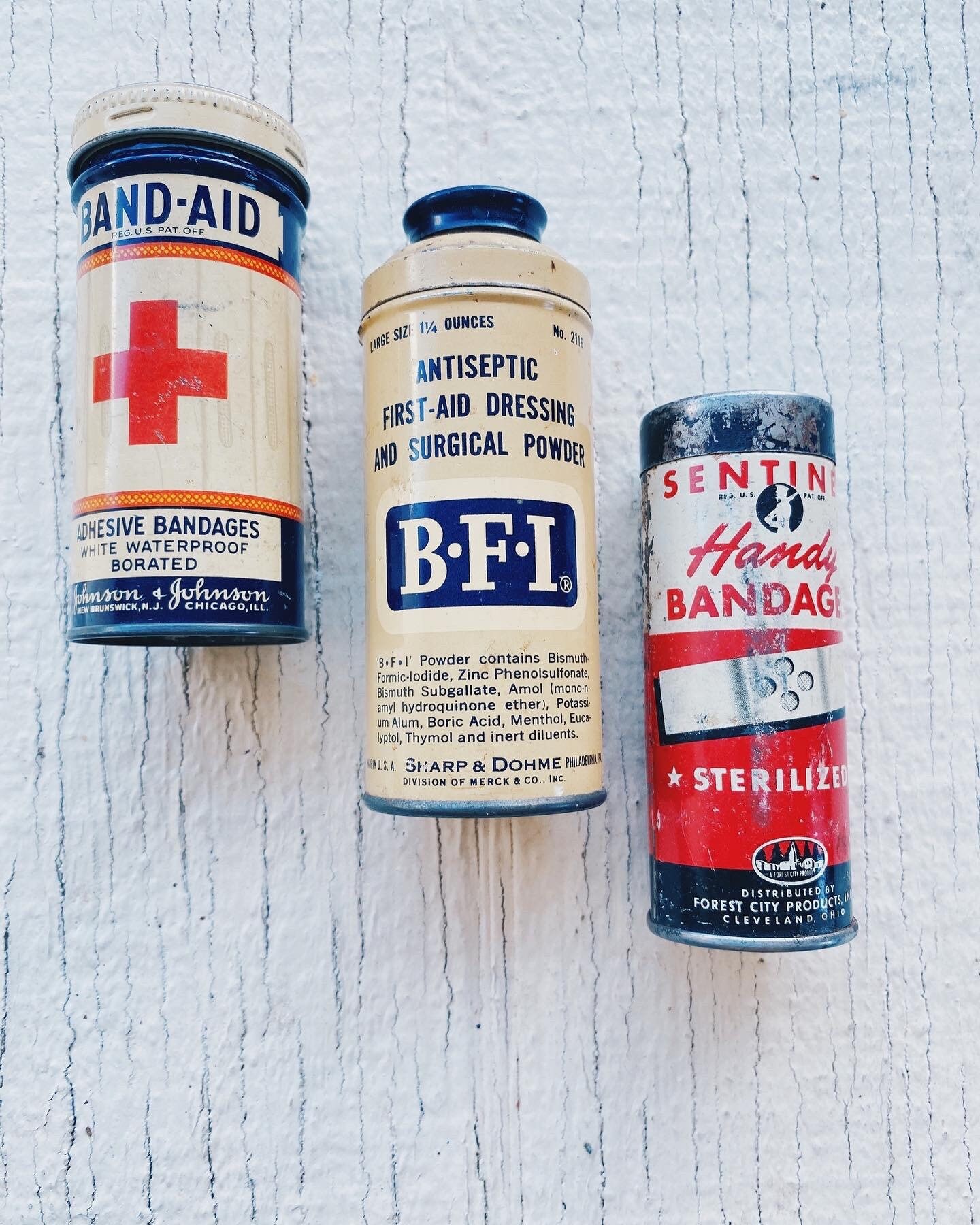 Vintage Medical Tins Bandaid Tin, BFI Tin, Sentinel Tin, Medical
