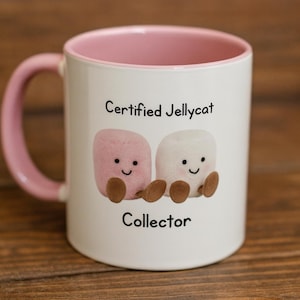 Jellycat Inspired Mug • “Certified Jellycat Collector” Pink Two-Toned • Kawaii Gift • Fluffyvibes Co. Merch