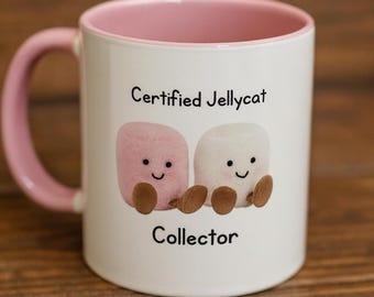 Op Jellycat geïnspireerde mok • 'Certified Jellycat Collector' roze tweekleurig • Kawaii-cadeau • Fluffyvibes Co. Merch
