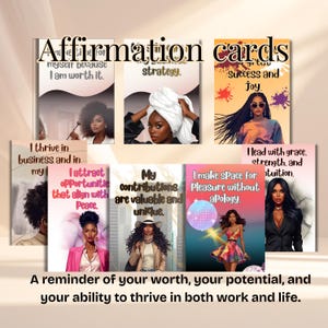 Leistungsstarke Affirmationskarten für schwarze Frauen, Selbstwertgefühl, positive Vibes, bedeutungsvolle Zitate, setzen Sie Ihr wahres Potenzial frei, gedeihen Sie im Leben