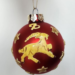 Lillian Vernon Glas Ornament - Sternzeichen - Steinbock Ziege - Vintage 1990er Jahre NEU in Box