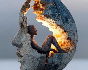 Abstrakte Gesichtsskulptur-Lampe, Inversionismus-Kunst, Dekoration des inneren Selbst, symbolische menschliche Skulptur