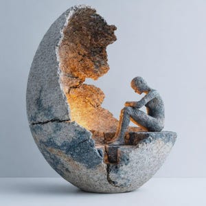 Sculpture de déesse du vide, art inspiré du nihilisme, figure féminine abstraite, déco vide intérieur