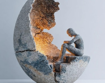 Void Goddess Sculpture, Nihilism Inspired Art, Abstract Feminine Figure, Inner Emptiness Decor