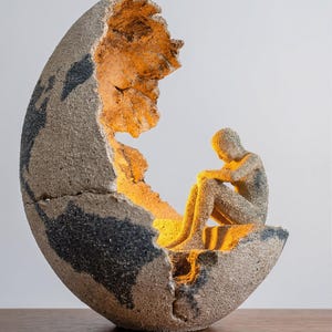 Leere Göttin Skulptur, Nihilismus inspirierte Kunst, abstrakte weibliche Figur, innere Leere Dekor