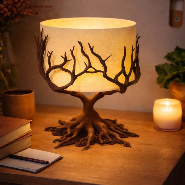 Livets träd bordslampa, naturinspirerad heminredning