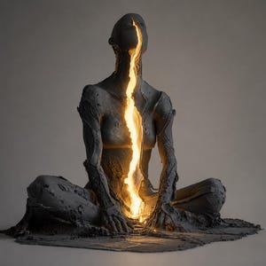 Escultura de metamorfosis, figura abstracta iluminada, decoración moderna para meditación.
