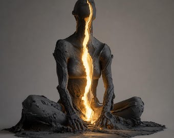 Metamorphosis Sculpture, Illuminated Abstract Figure, Modern Meditation Decor