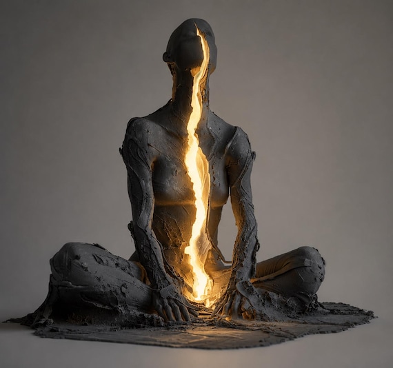 Metamorphosis Sculpture, Illuminated Abstract Figure, Modern Meditation Decor