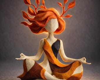 Unique Meditative Nature Goddess Sculpture, Spiritual Yoga Home Decor