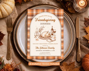 Friendsgiving Invitation Template, Thanksgiving Dinner Invitation, Fall Party Invite, Autumn Party, Editable Canva Invite, E-invite