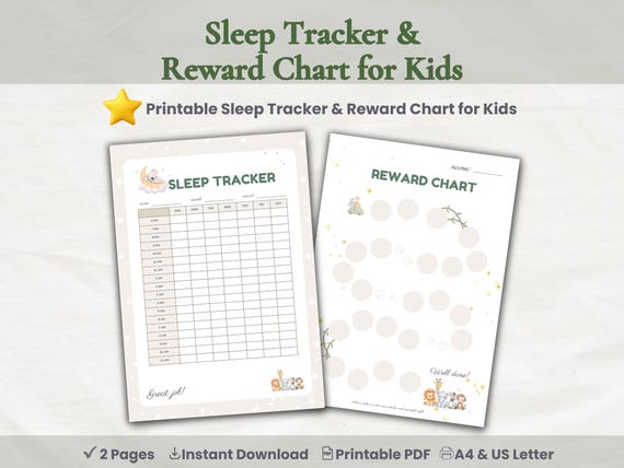 Sleep Tracker & Reward Chart for Kids Printable | Kids Habit Tracker | Bedtime Sleep Chart | Toddler Reward Chart | Kids Routine Tool PDF
