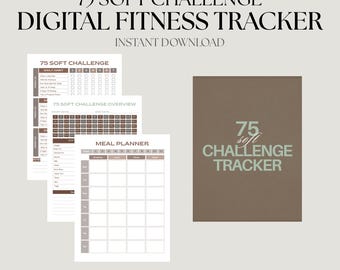 75 Soft Challenge Digital Planner | Hyperlinked 75 Day Tracker | iPad Goodnotes PDF | Meal Planner, Workout Log, Habit Tracker