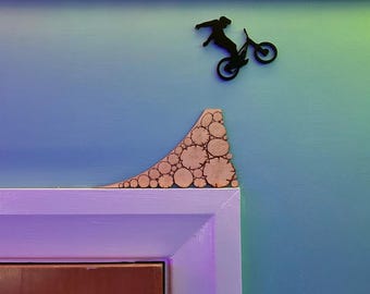 Wooden Mountain Bike Jump Wall Art | Laser Cut Wood & Acrylic Decor