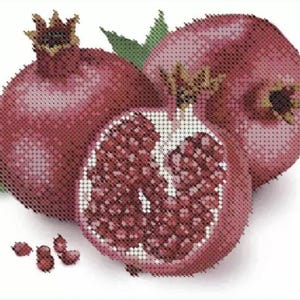 Borduurpakket granaatappelkraal, DIY kralenkunstpatroon, fruitkralenpakket voor volwassenen, keukenmuurdecoratie, handgemaakt ambachtelijk cadeau