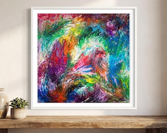 Bunte abstrakte pastose Malerei lebendige expressionistische Textur Moderne Kunst Leinwand zum ausdrucken [digitaler Download]