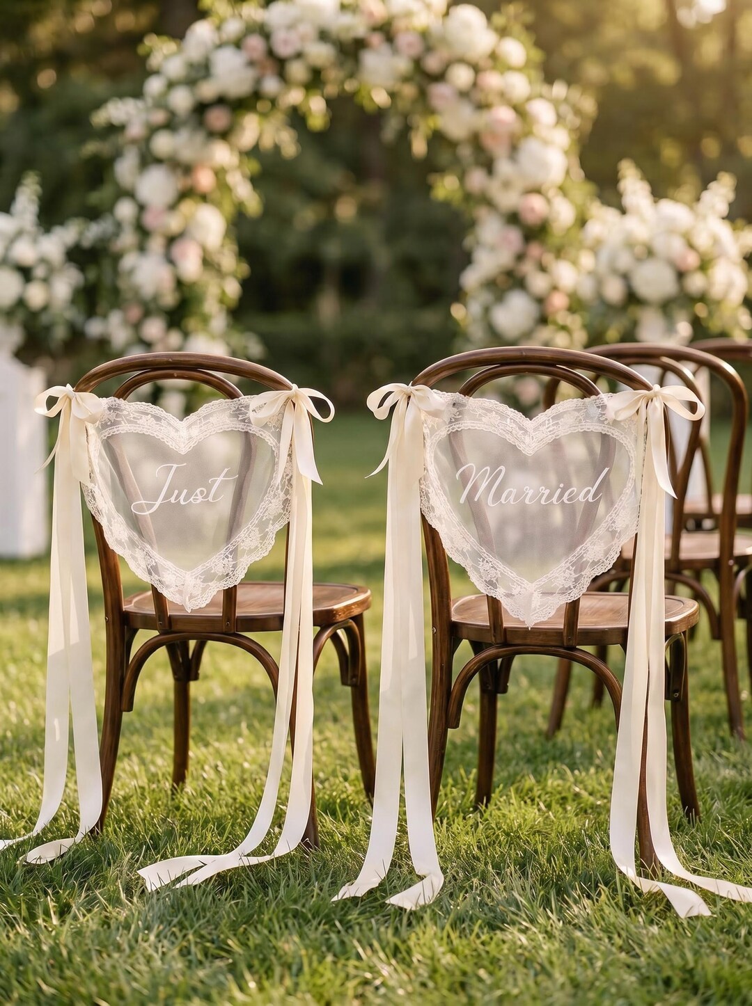 Custom Heart Lace Chair Signs, Personalized Wedding Decor, Bride Groom ...