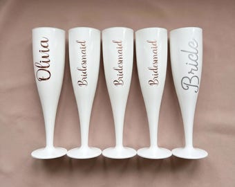Copas personalizadas para brindis de boda / Regalo para damas de honor / Copas de champán reutilizables